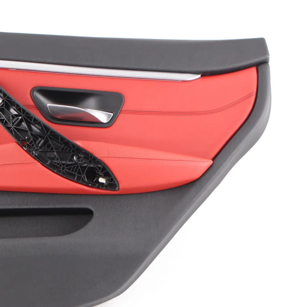 Door Card Rear Right O/S Lining Trim Panel Coral Red Leather to BMW F36 with Part number 7346348 BMW F36 Door Card Rear Right O/S Lining Trim Panel Coral Red Leather - SKU 7346348 - Part number 7346348