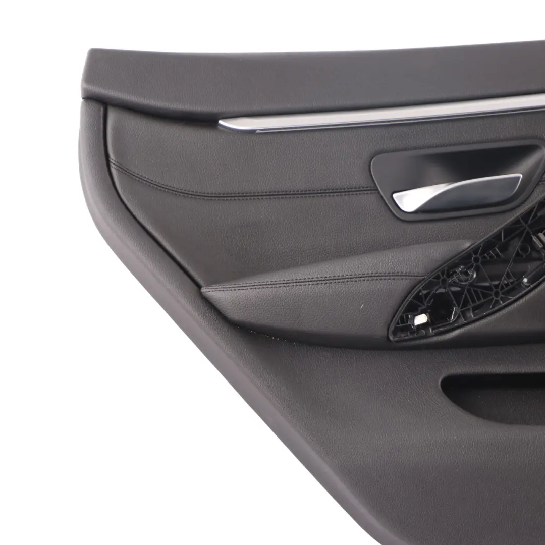 Door Card Trim Panel Rear Left N/S Lining Leather Black Chrome Strip to BMW F36 LCI with Part number 7346391 BMW F36 LCI Door Card Trim Panel Rear Left N/S Lining Leather Black Chrome Strip - SKU 7346391 - Part number 7346391
