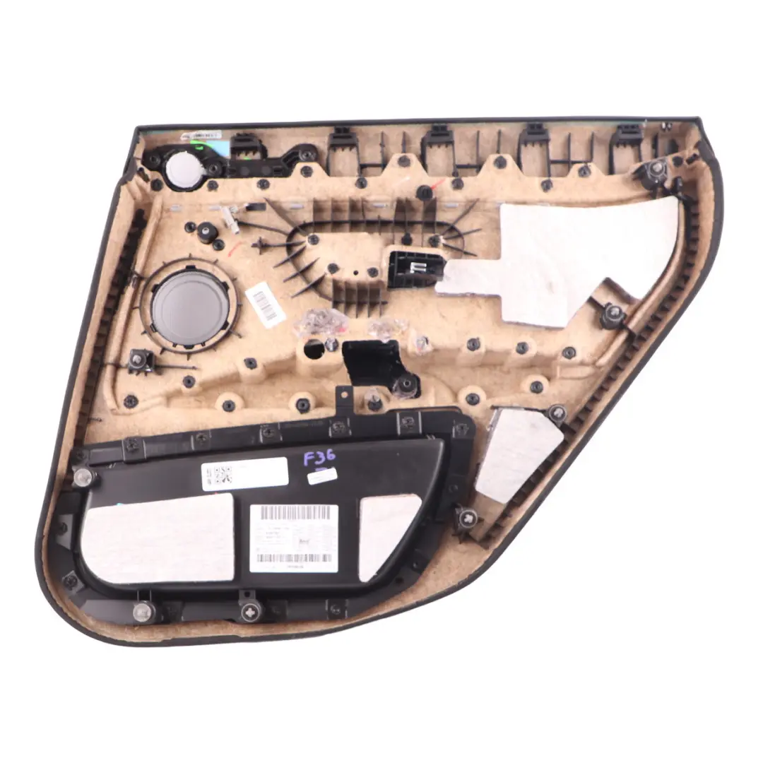 Door Card Trim Panel Rear Left N/S Lining Leather Black Chrome Strip to BMW F36 LCI with Part number 7346391 BMW F36 LCI Door Card Trim Panel Rear Left N/S Lining Leather Black Chrome Strip - SKU 7346391 - Part number 7346391