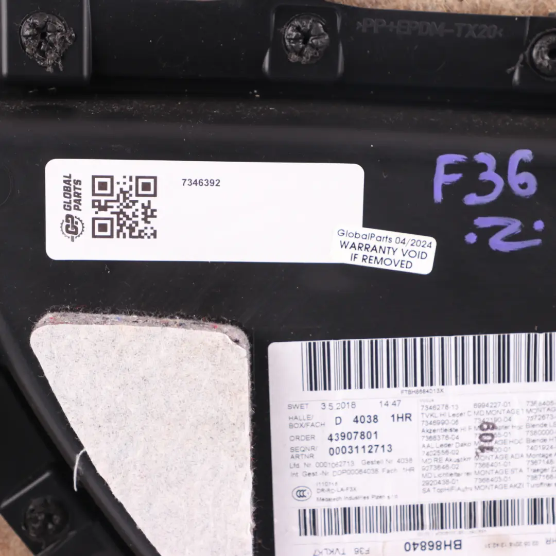 Door Card Trim Rear Right O/S Lining Leather Black Chrome Strip to BMW F36 LCI with Part number 7346392 BMW F36 LCI Door Card Trim Rear Right O/S Lining Leather Black Chrome Strip - SKU 7346392 - Part number 7346392