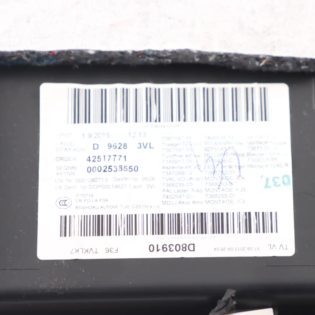 BMW F36 LCI Scheda Porta Anteriore Sinistra Fodera Rivestimento Pelle Nera - SKU 7347161-1 - Numero di parte 7347161