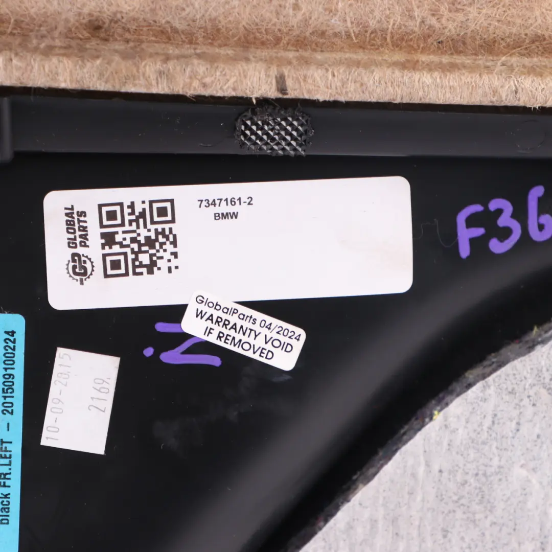 Door Card Front Left N/S Lining Trim Panel Black Leather to BMW F36 LCI with Part number 7347161 BMW F36 LCI Door Card Front Left N/S Lining Trim Panel Black Leather - SKU 7347161-2 - Part number 7347161