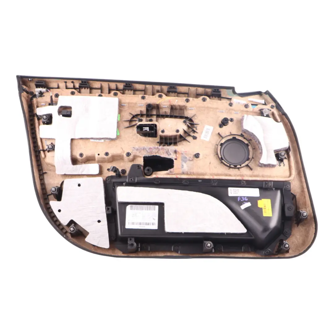 Door Card Front Right O/S Lining Panel Black Leather Silver Strip to BMW F36 with Part number 7347162 BMW F36 Door Card Front Right O/S Lining Panel Black Leather Silver Strip - SKU 7347162-2 - Part number 7347162