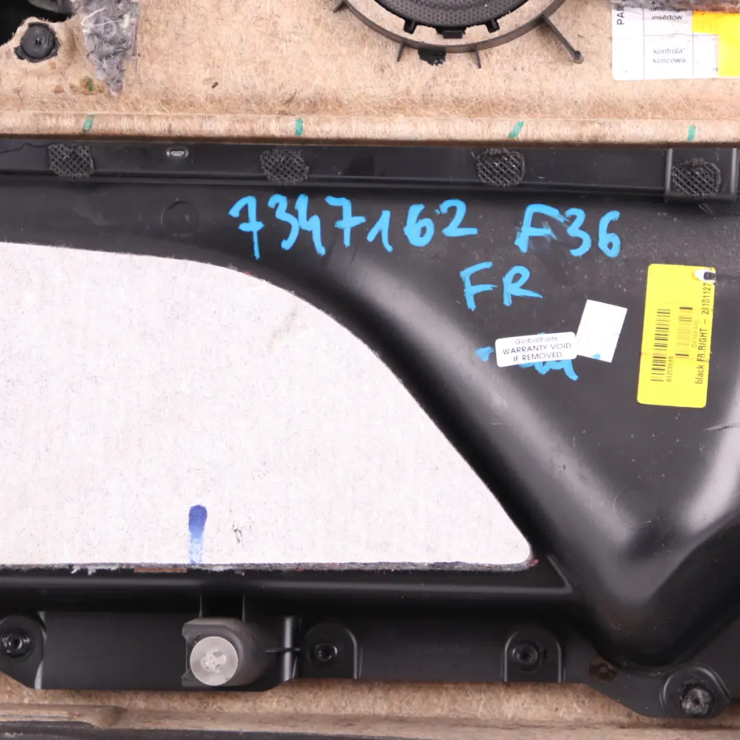Tarjeta de Puerta Delantera Derecha Forro Panel Negro Cuero Tira Azul para BMW F36 con número de pieza 7347162 BMW F36 Tarjeta de Puerta Delantera Derecha Forro Panel Negro Cuero Tira Azul - SKU 7347162 - Número de pieza 7347162
