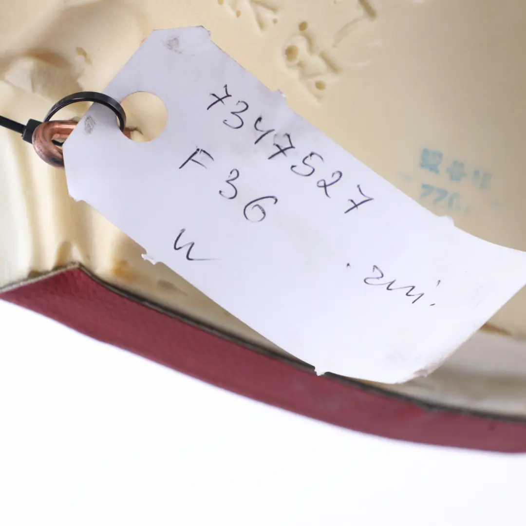 Backrest Left N/S Lateral Panel Leather Dakota Korall Rot Red to BMW F36 Rear Seat with Part number 7347527 BMW F36 Rear Seat Backrest Left N/S Lateral Panel Leather Dakota Korall Rot Red - SKU 7347527 - Part number 7347527