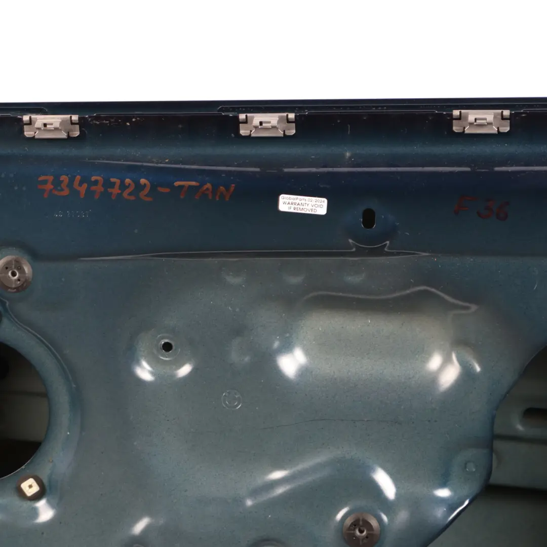 Door Front Right O/S Tanzanite Blue Metallic - X10 to BMW F36 Gran Coupe with Part number 7347722 BMW F36 Gran Coupe Door Front Right O/S Tanzanite Blue Metallic - X10 - SKU 7347722-TAN - Part number 7347722