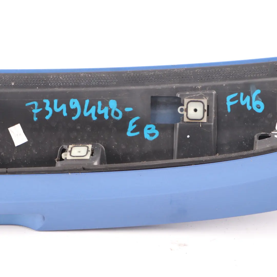 Spoiler Upper Trunk Lid Panel Estorilblau Blue - B45 to BMW F46 Gran Tourer Rear with Part number 7349448 BMW F46 Gran Tourer Rear Spoiler Upper Trunk Lid Panel Estorilblau Blue - B45 - SKU 7349448-EB - Part number 7349448