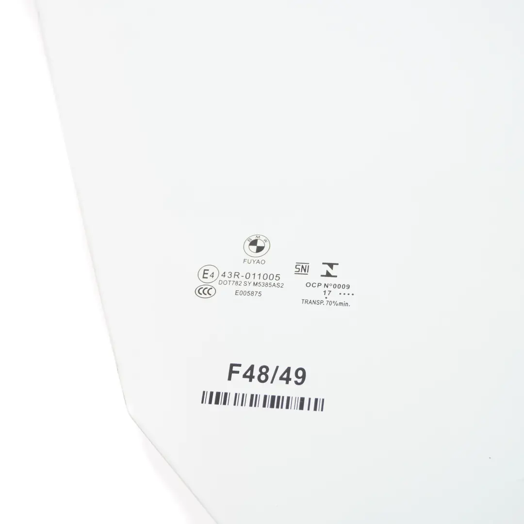 Vetro Laterale Porta Anteriore Destra Vetri Verde AS2 per BMW X1 F48 con numero di parte 7349496 BMW X1 F48 Vetro Laterale Porta Anteriore Destra Vetri Verde AS2 - SKU 7349496 - Numero di parte 7349496