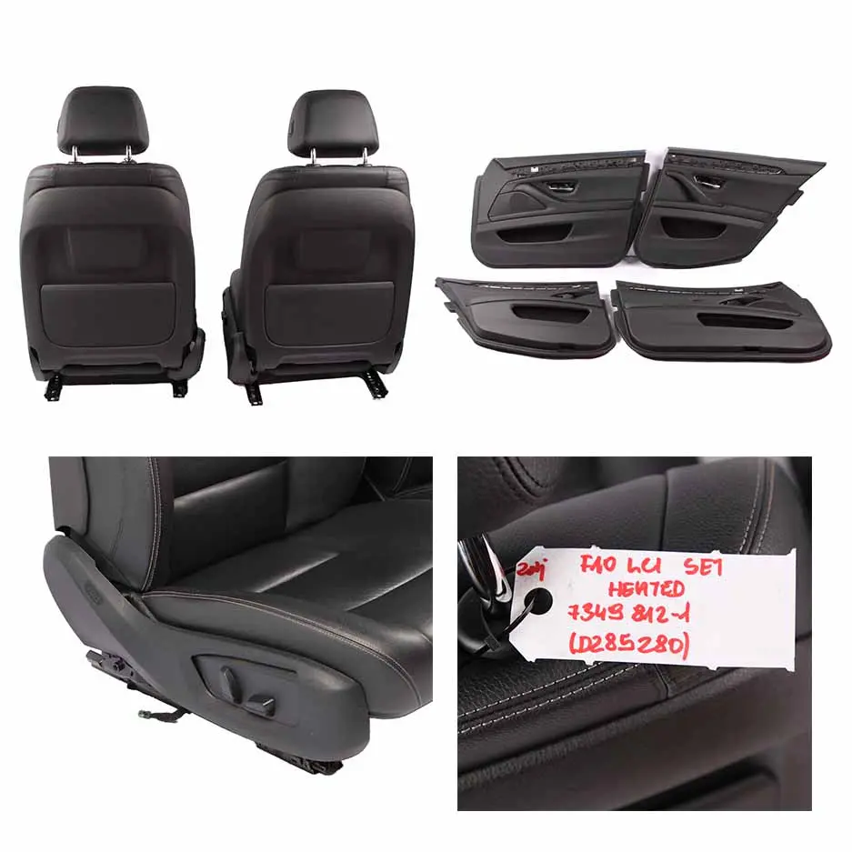 BMW F10 LCI Heated Black Leather Seats Front Rear Seat Exclusive Seam Door Cards - SKU 7349812-1 - Part number 7349812
