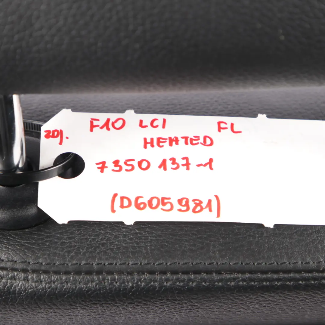 Front Seat BMW F10 F11 LCI Left N/S Heated Leather Dakota Black Interior to with Part number 7350137 Front Seat BMW F10 F11 LCI Left N/S Heated Leather Dakota Black Interior - SKU 7350137-1 - Part number 7350137