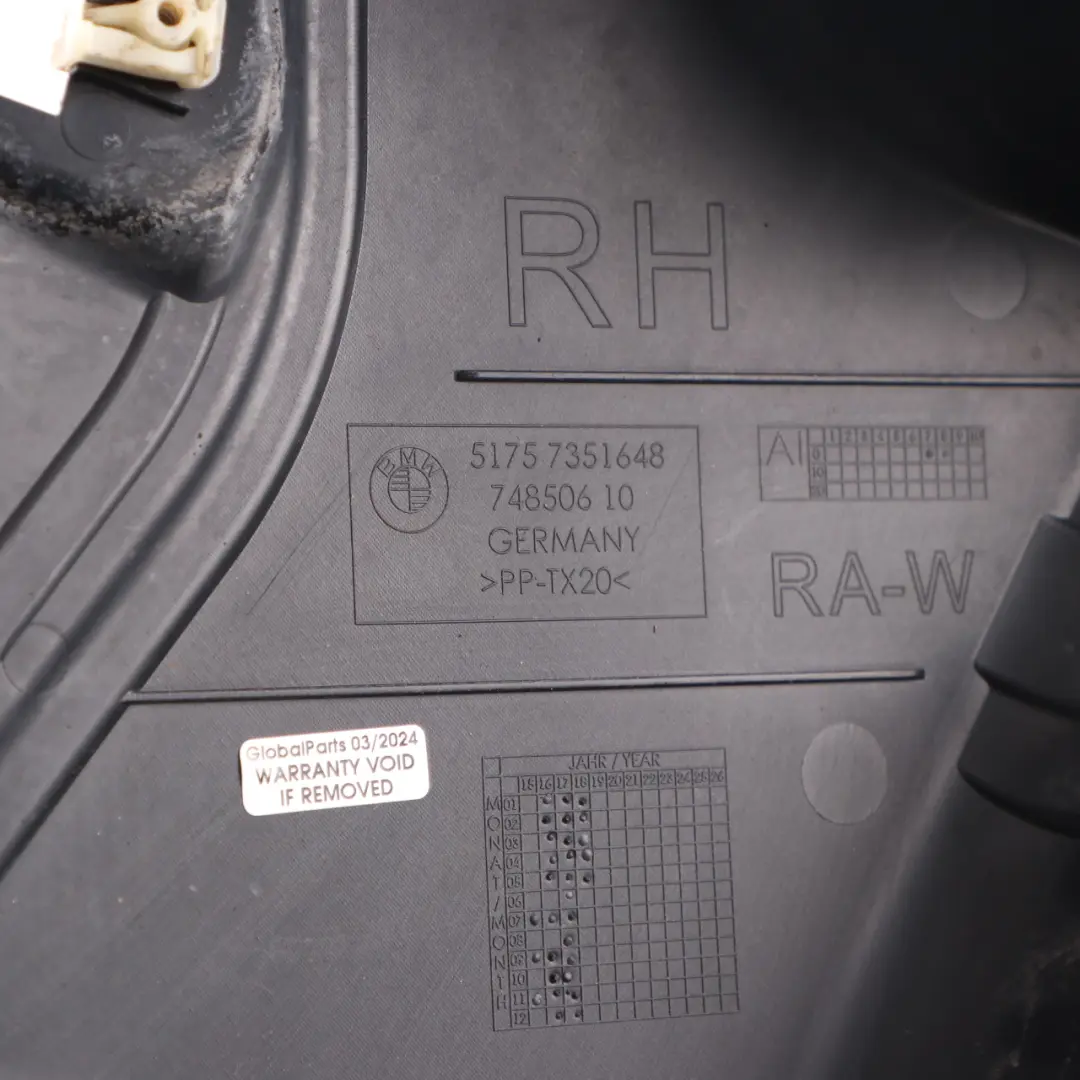 Panel BMW G30 G31 Underbody Panelling Rear Right O/S Underfloor to with Part number 7351648 Panel BMW G30 G31 Underbody Panelling Rear Right O/S Underfloor - SKU 7351648 - Part number 7351648