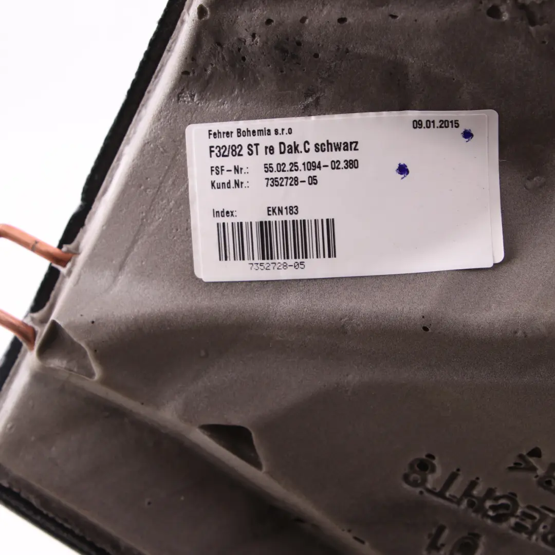 Finitura sedile posteriore destro Panca Copertura laterale pelle nera per BMW F32 con numero di parte 7352728 BMW F32 Finitura sedile posteriore destro Panca Copertura laterale pelle nera - SKU 7352728 - Numero di parte 7352728