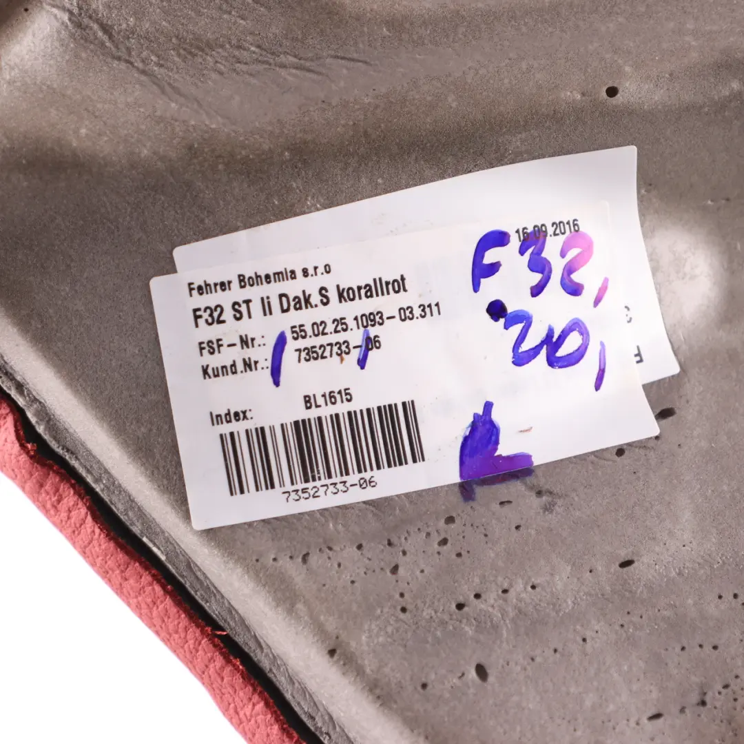 Garniture Siège Arrière Gauche Revêtement Latéral Cuir Rouge pour BMW F32 à propos du numéro de pièce 7352733 BMW F32 Garniture Siège Arrière Gauche Revêtement Latéral Cuir Rouge - SKU 7352733 - Numéro de pièce 7352733