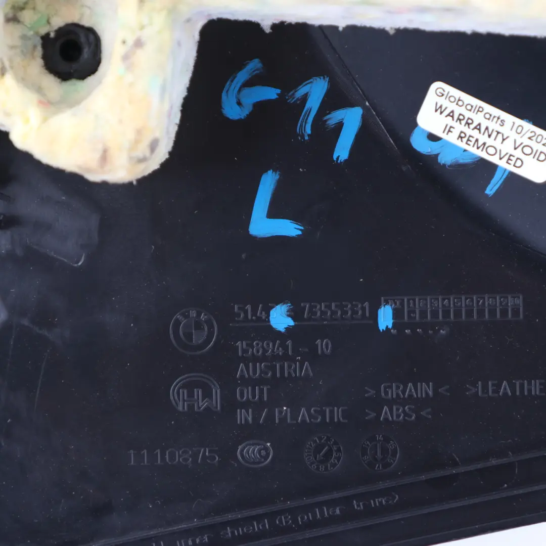 B-Pillar BMW G11 Cover Column Bottom Trim Panel Left N/S Cognac Anthracite to with Part number 7355331 B-Pillar BMW G11 Cover Column Bottom Trim Panel Left N/S Cognac Anthracite - SKU 7355331 - Part number 7355331