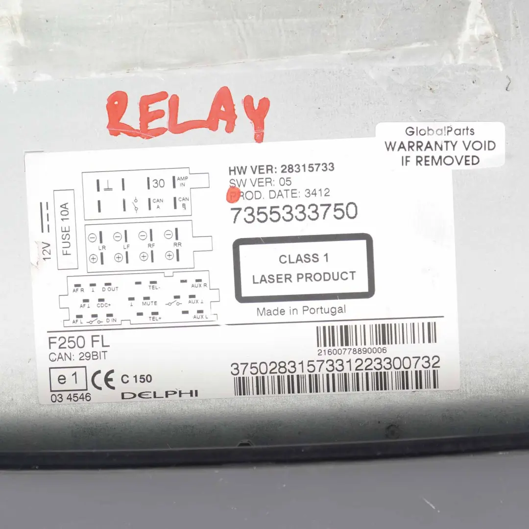 Radio Fiat Ducato Peugeot Boxer Audio Player Hauptgerät für CD mit Teilenummer 7355333750 CD Radio Fiat Ducato Peugeot Boxer Audio Player Hauptgerät - SKU 7355333750 - Teilenummer 7355333750