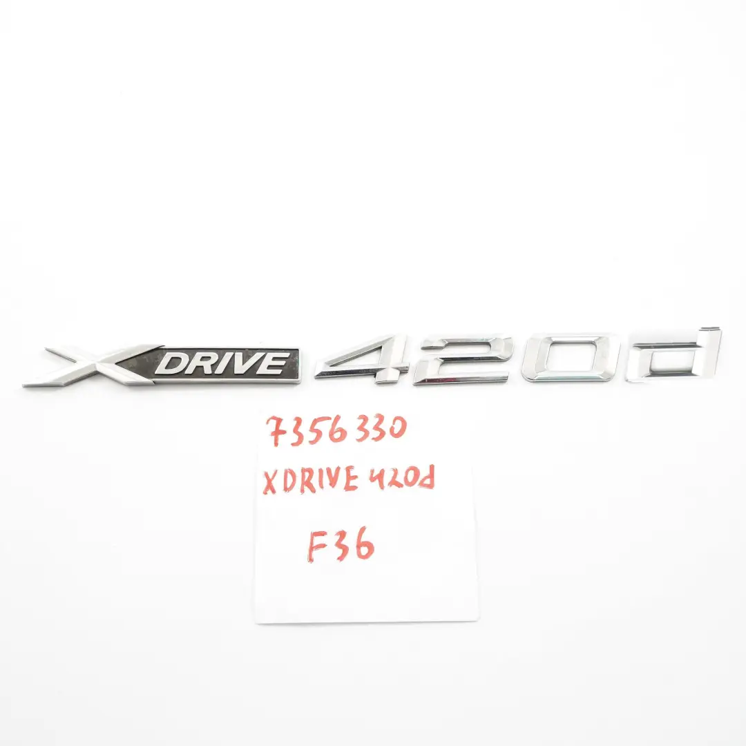 Emblème du couvercle de coffre arrière xDrive 420d pour BMW F32 F36 à propos du numéro de pièce 7356330 BMW F32 F36 Emblème du couvercle de coffre arrière xDrive 420d - SKU 7356330 - Numéro de pièce 7356330