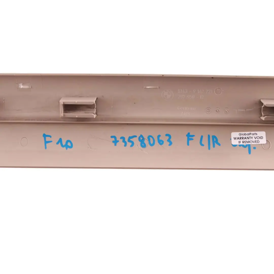 Door Entrance Cover BMW F10 F11 Front Left Right Inner Trim Strip to with Part number 7358056 Door Entrance Cover BMW F10 F11 Front Left Right Inner Trim Strip - SKU 7358056 - Part number 7358056
