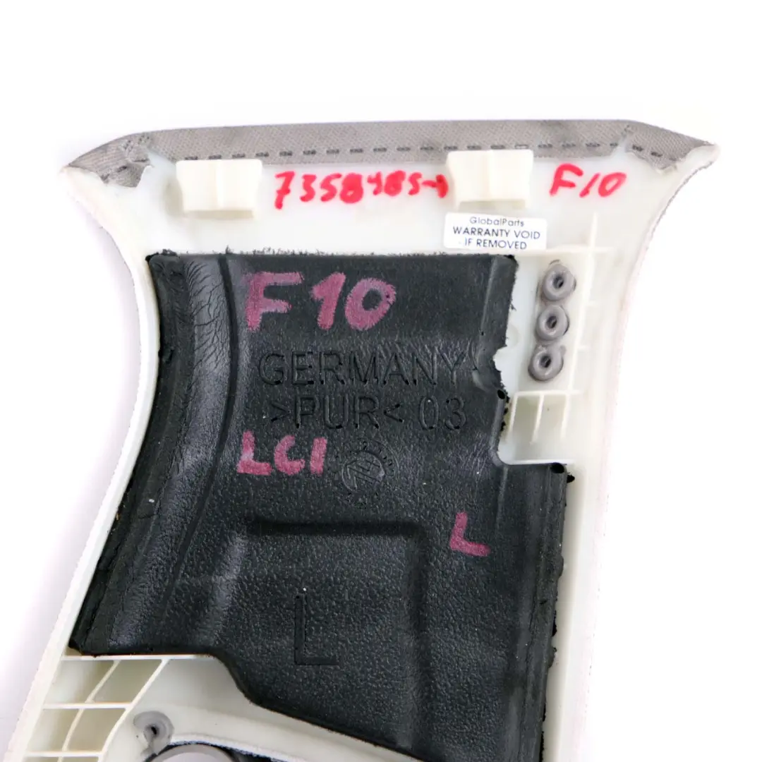 B-Column Trim Pillar Upper Left N/S Grey 9116349 to BMW 5 Series F10 F11 LCI Cover with Part number 7358985 BMW 5 Series F10 F11 LCI Cover B-Column Trim Pillar Upper Left N/S Grey 9116349 - SKU 7358985-1 - Part number 7358985