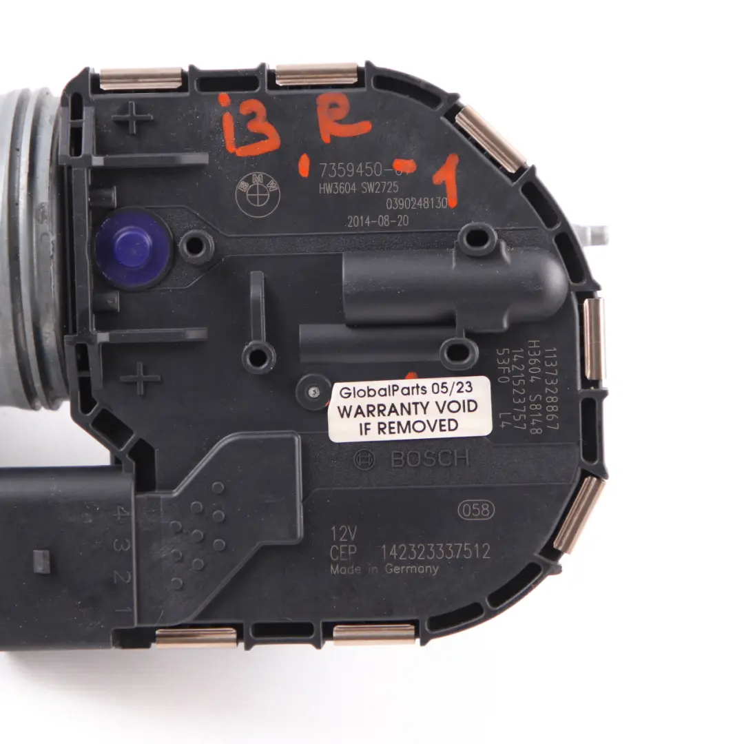 Wiper Motor Front Windscreen Linkage System Right O/S to BMW i3 I01 with Part number 7359450 BMW i3 I01 Wiper Motor Front Windscreen Linkage System Right O/S - SKU 7359450-1 - Part number 7359450