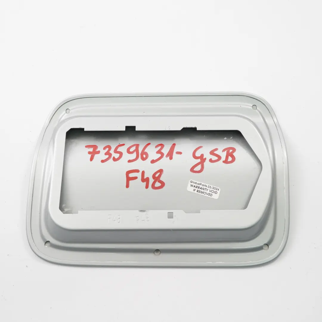 Filler Fill in Flap Cover Cap Glacier Silver Metallic - A83 to BMW X1 F48 Fuel with Part number 7359631 BMW X1 F48 Fuel Filler Fill in Flap Cover Cap Glacier Silver Metallic - A83 - SKU 7359631-GSB - Part number 7359631