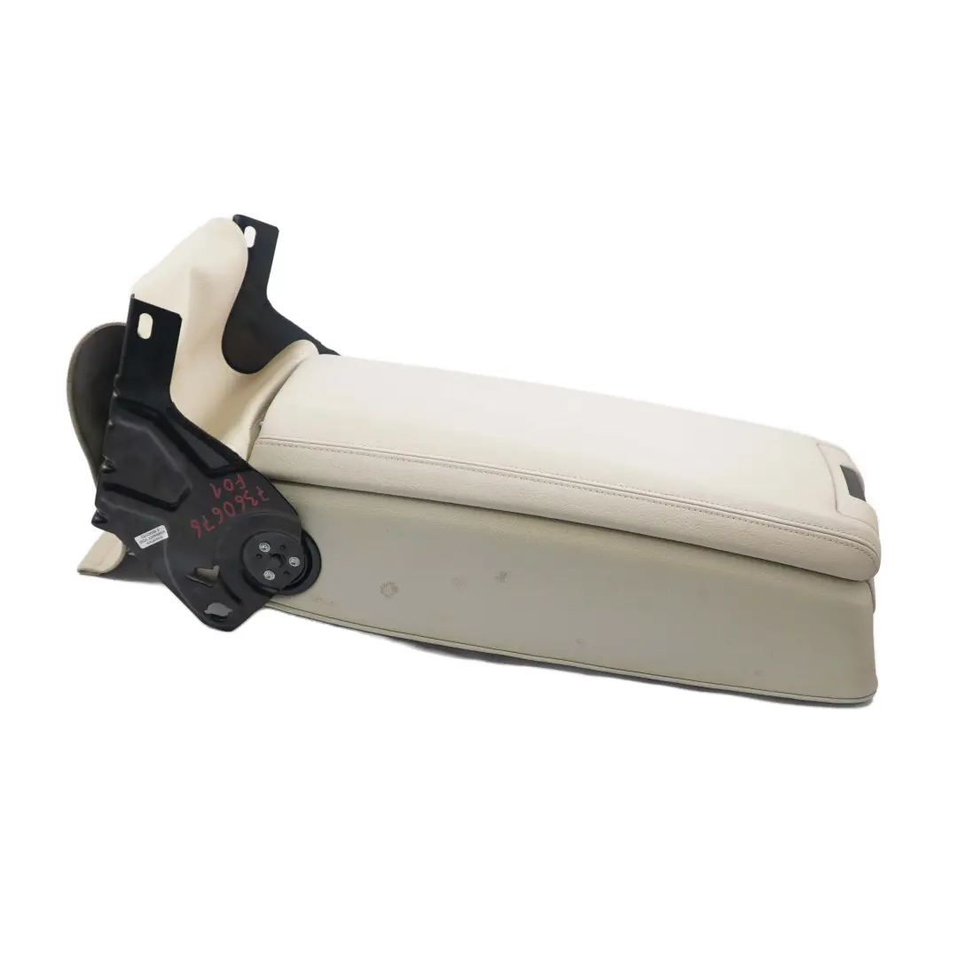 Armrest BMW F01 Centre Middle Tray Cup Holder Leather Ivory White to Rear Seat with Part number 7360676 Rear Seat Armrest BMW F01 Centre Middle Tray Cup Holder Leather Ivory White - SKU 7360676 - Part number 7360676