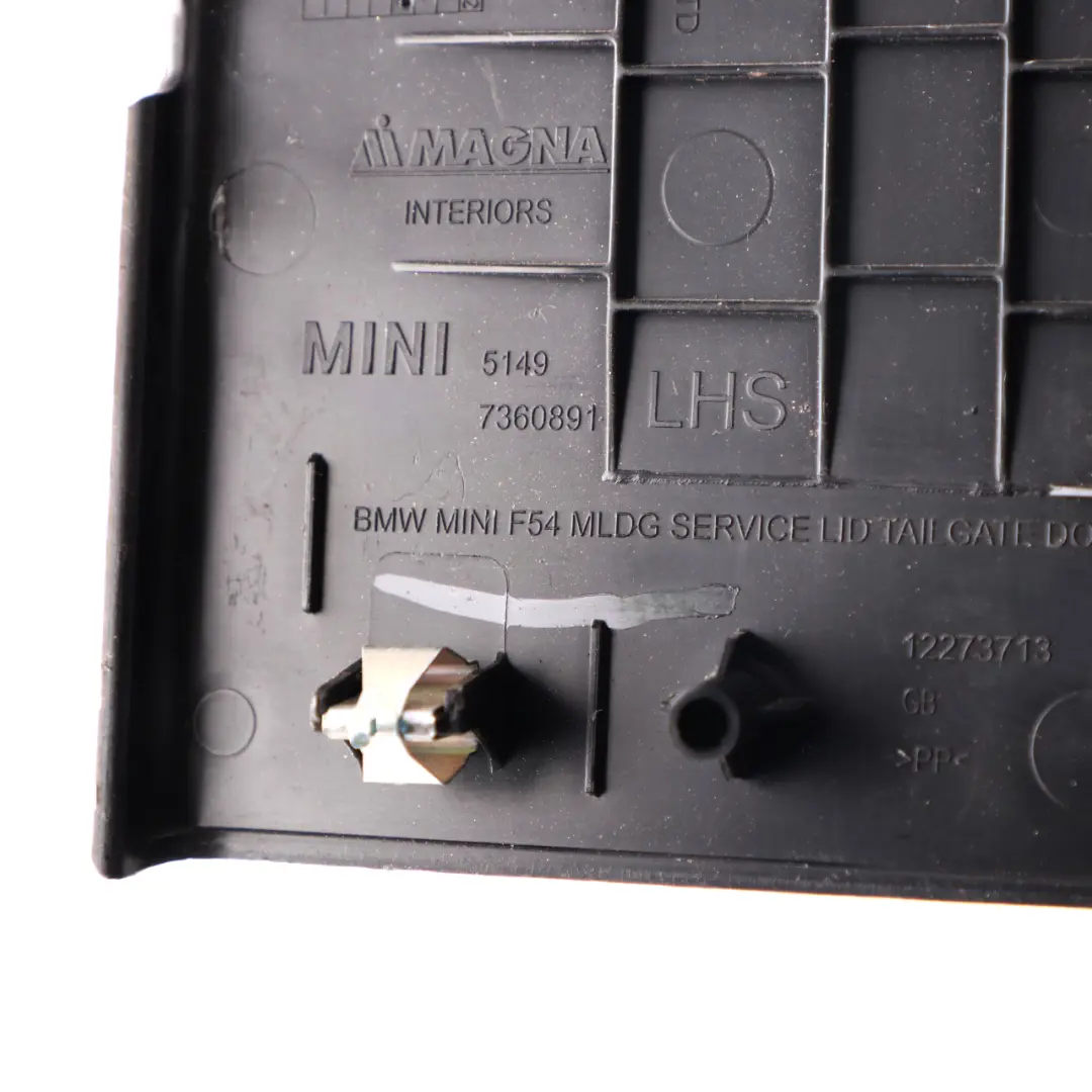 Mini F54 Clubman Couvercle porte Porte hayon gauche Service Cover Noir - SKU 7360891 - Numéro de pièce 7360891