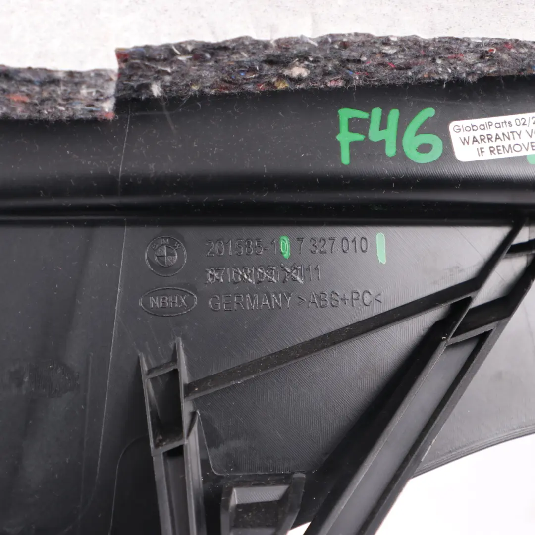 BMW F46 Trunk Boot Trim Panel Railing Rail Tapa Derecha Negro 7327010 - SKU 7360950 - Número de pieza 7360950