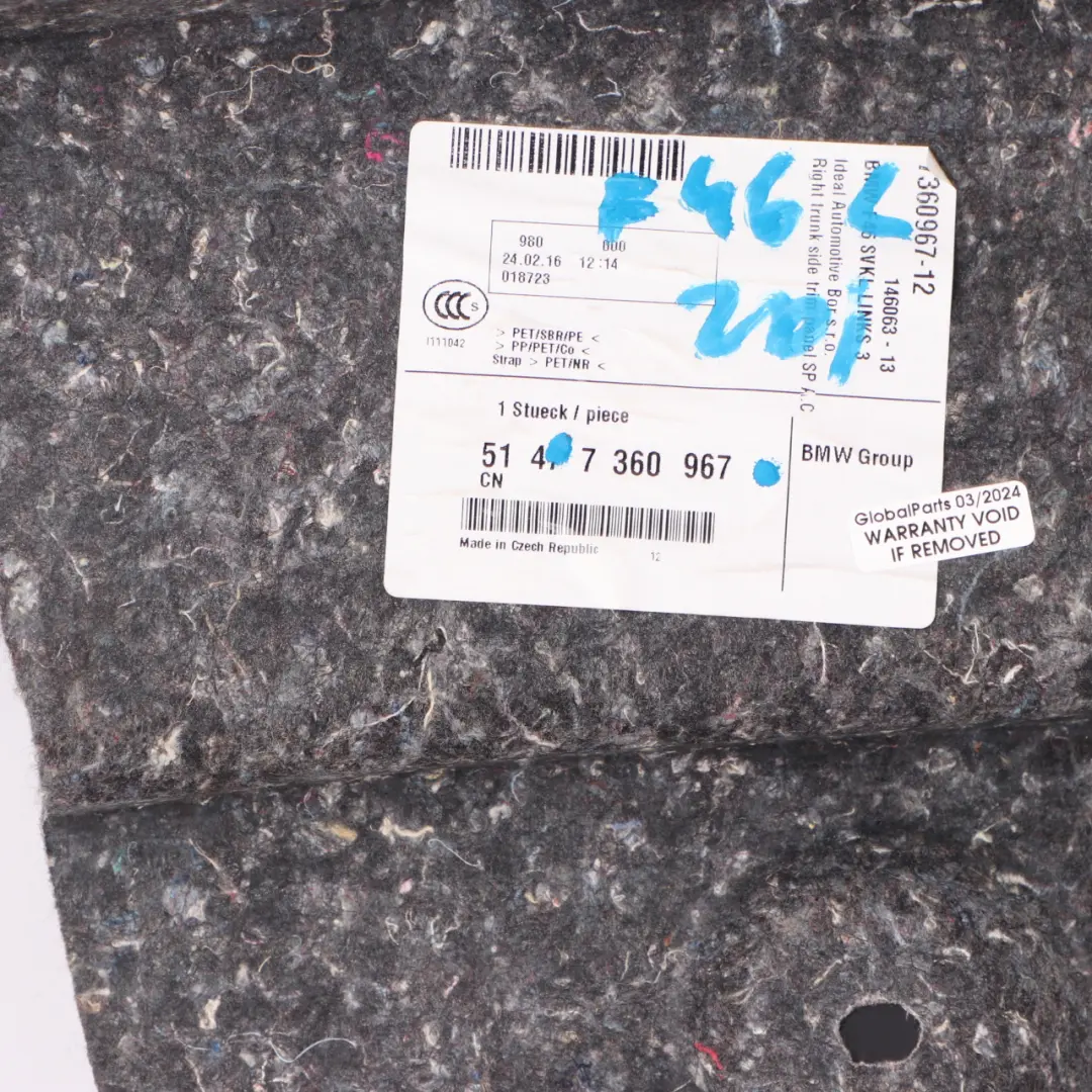 Embellecedor Maletero BMW F46 Trasero Izquierdo Lateral Maletero Panel para con número de pieza 7360967 Embellecedor Maletero BMW F46 Trasero Izquierdo Lateral Maletero Panel - SKU 7360967 - Número de pieza 7360967