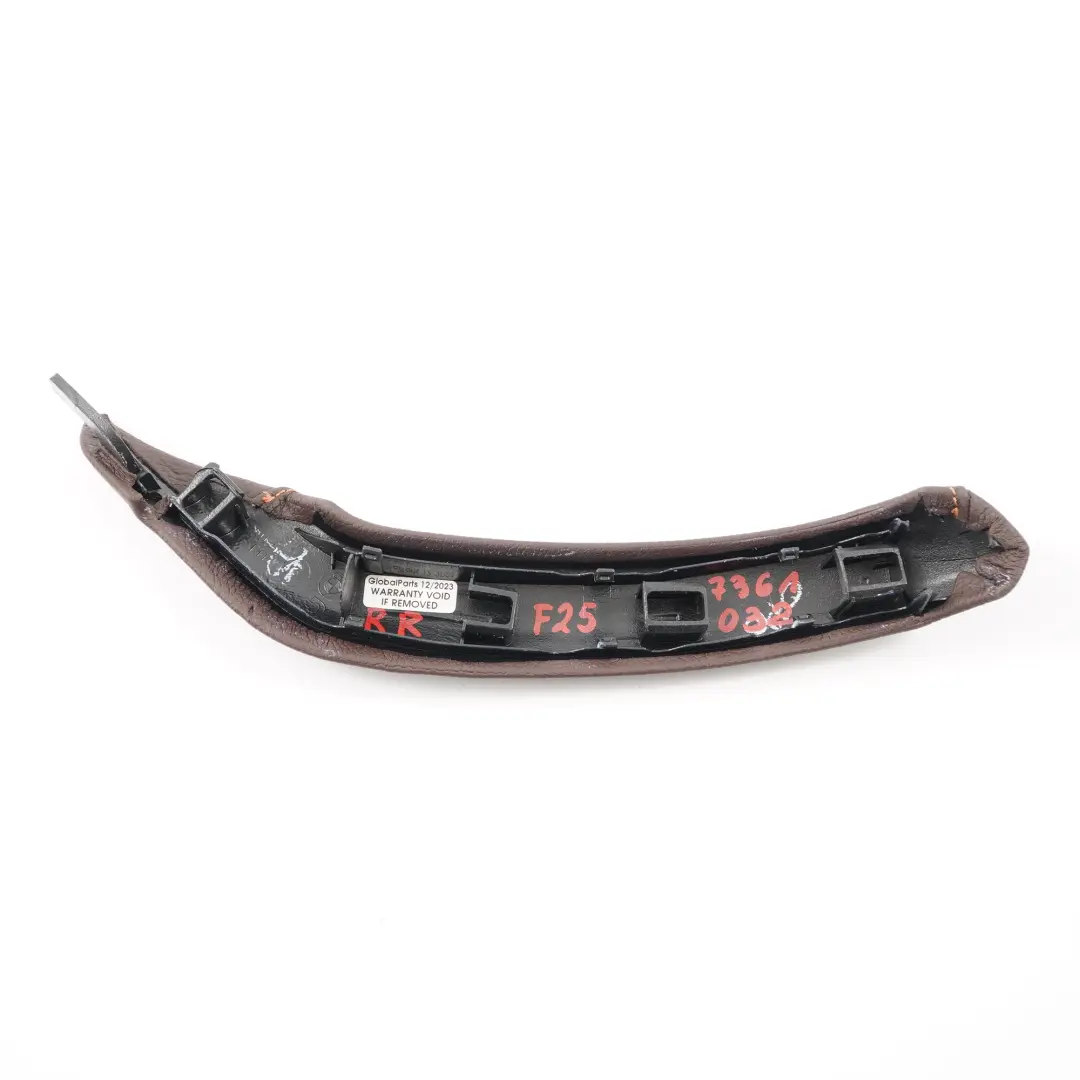 Door Card Panel Pull Handle Trim Right O/S Grab Leather Nevada Mokka to BMW X3 F25 with Part number 7361032 BMW X3 F25 Door Card Panel Pull Handle Trim Right O/S Grab Leather Nevada Mokka - SKU 7361032 - Part number 7361032