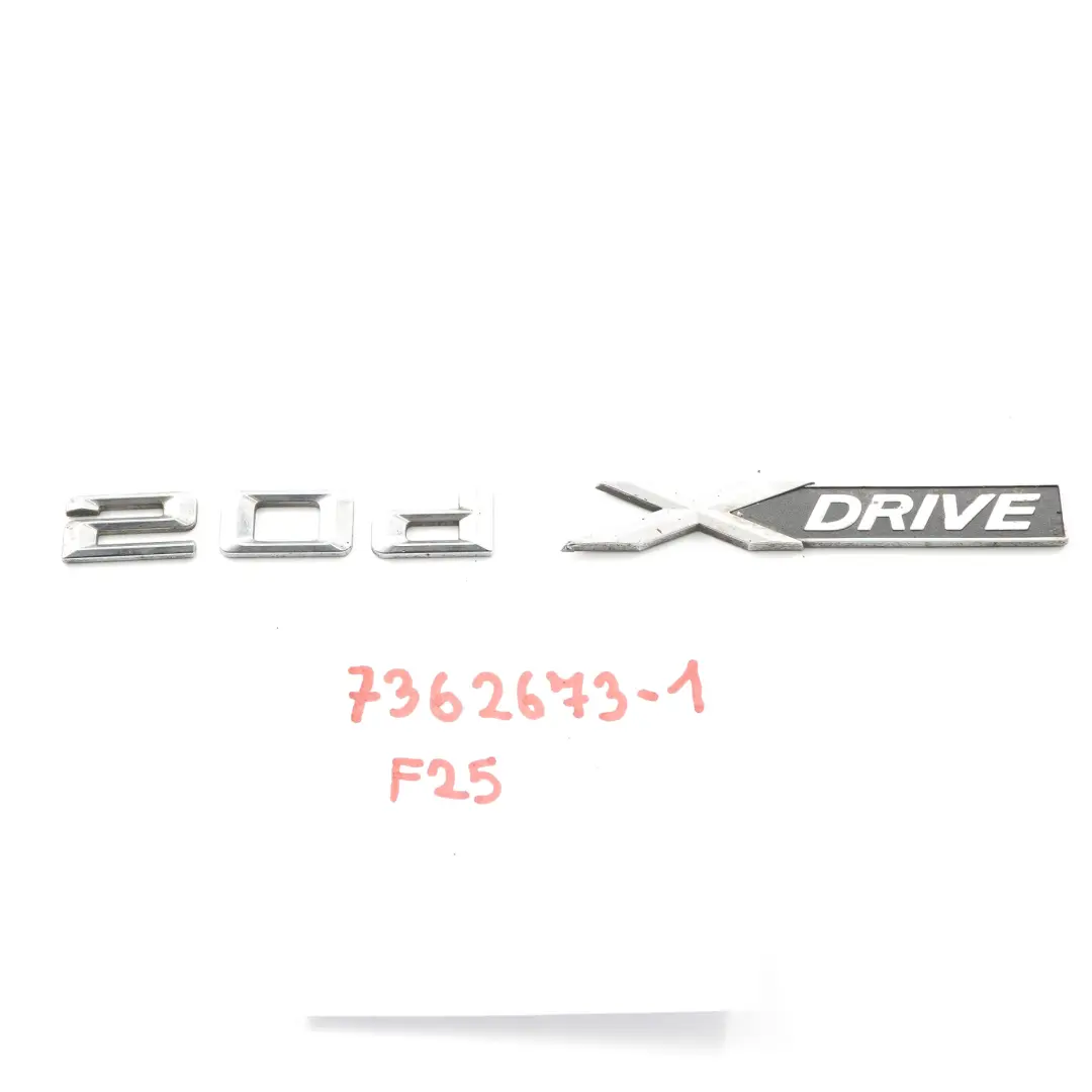 20dX 2.0d Lettering X Drive 20d Emblem Logo Trim to BMW X1 E84 X3 E83 F25 X4 F26 with Part number 7362673 BMW X1 E84 X3 E83 F25 X4 F26 20dX 2.0d Lettering X Drive 20d Emblem Logo Trim - SKU 7362673-1 - Part number 7362673