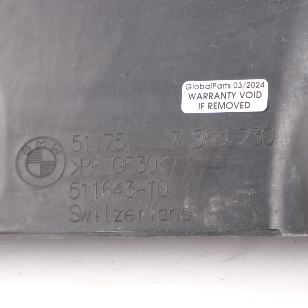 BMW G11 G30 Steering Gear Rack Cover Underbonnet Panel Insulation RWD - SKU 7363730 - Part number 7363730