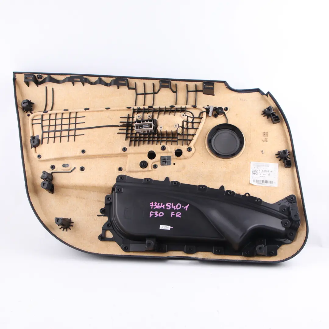 Door Card Front Right O/S Door Lining Panel Oyster Leather to BMW F30 F31 with Part number 7364940 BMW F30 F31 Door Card Front Right O/S Door Lining Panel Oyster Leather - SKU 7364940-1 - Part number 7364940