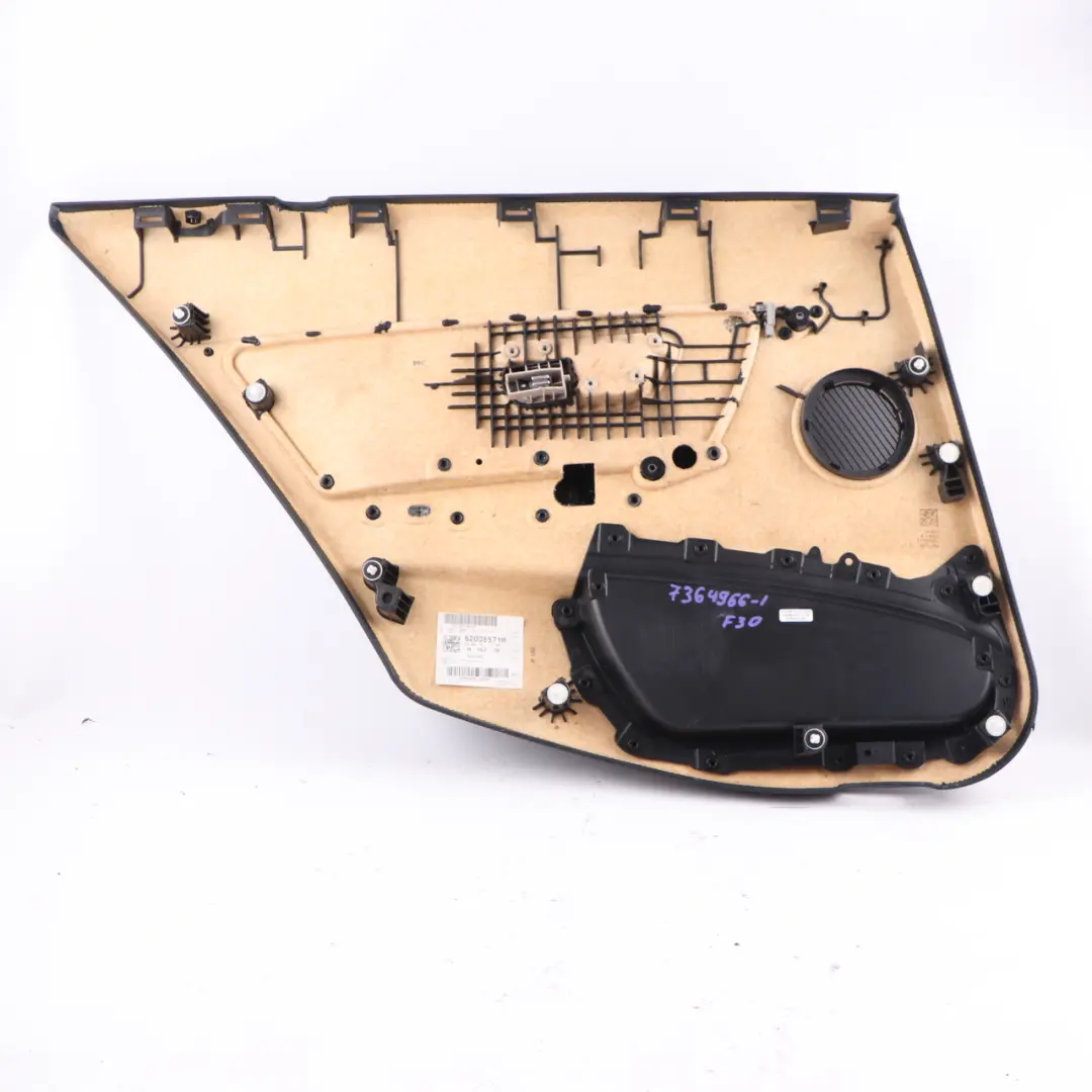 Right O/S Door Card Lining Panel Oyster Leather to BMW F30 F31 Rear with Part number 7364966 BMW F30 F31 Rear Right O/S Door Card Lining Panel Oyster Leather - SKU 7364966-1 - Part number 7364966