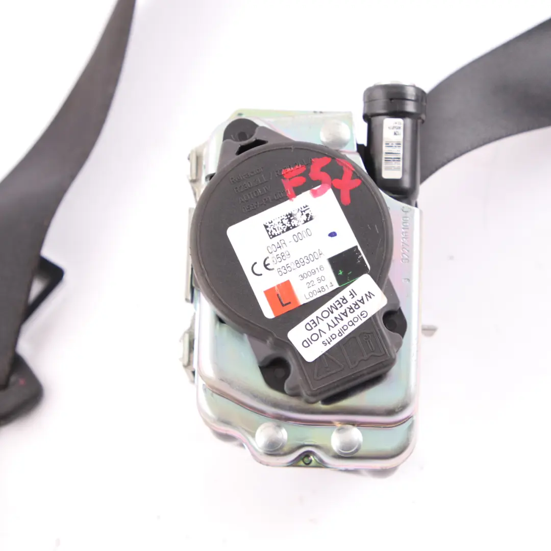 Belt Mini Cooper F57 Convertible Safety Upper Front Left N/S Black to Seat with Part number 7365711 Seat Belt Mini Cooper F57 Convertible Safety Upper Front Left N/S Black - SKU 7365711 - Part number 7365711