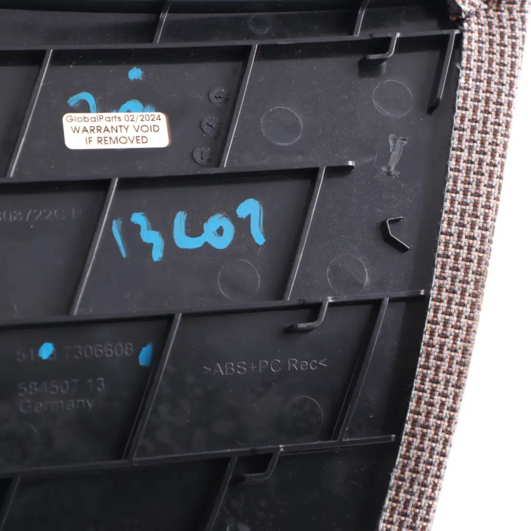 Door Card Rear Right O/S Quarter Panel Cover Carum Grey 7306608 to BMW i3 I01 with Part number 7366098 BMW i3 I01 Door Card Rear Right O/S Quarter Panel Cover Carum Grey 7306608 - SKU 7366098 - Part number 7366098