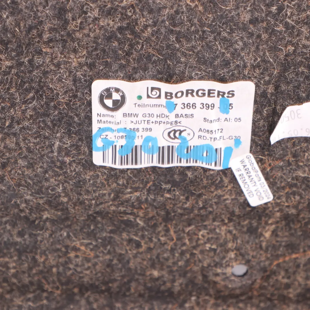 Kofferraum klappe Heckklappe Innen verkleidung für BMW G30 F90 M5 mit Teilenummer 7366399 BMW G30 F90 M5 Kofferraum klappe Heckklappe Innen verkleidung - SKU 7366399 - Teilenummer 7366399