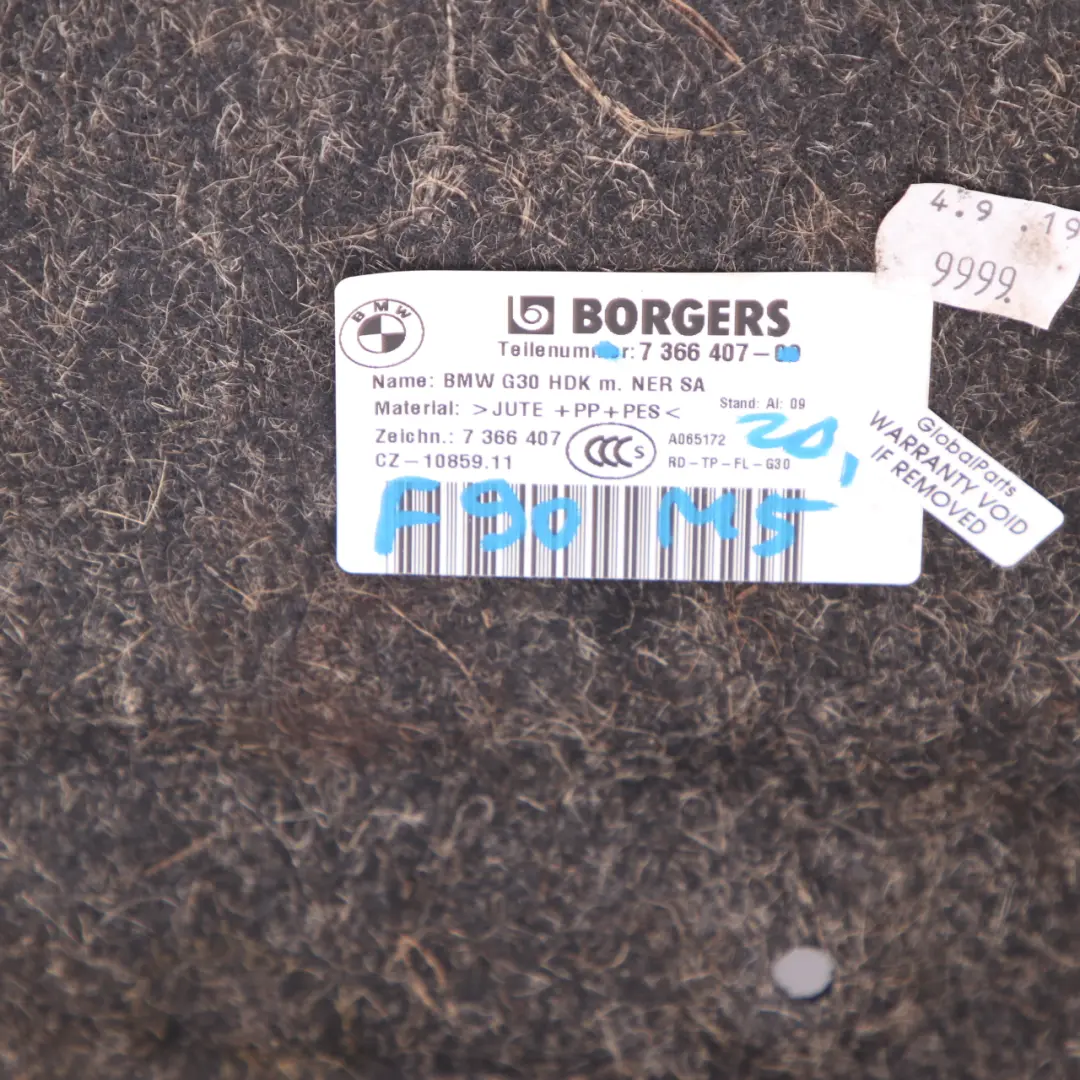  Kofferraumklappe Isolierung BMW G30 F90 M5 Heckverkleidung Abdeckplatte - SKU 7366407 - Teilenummer 7366407