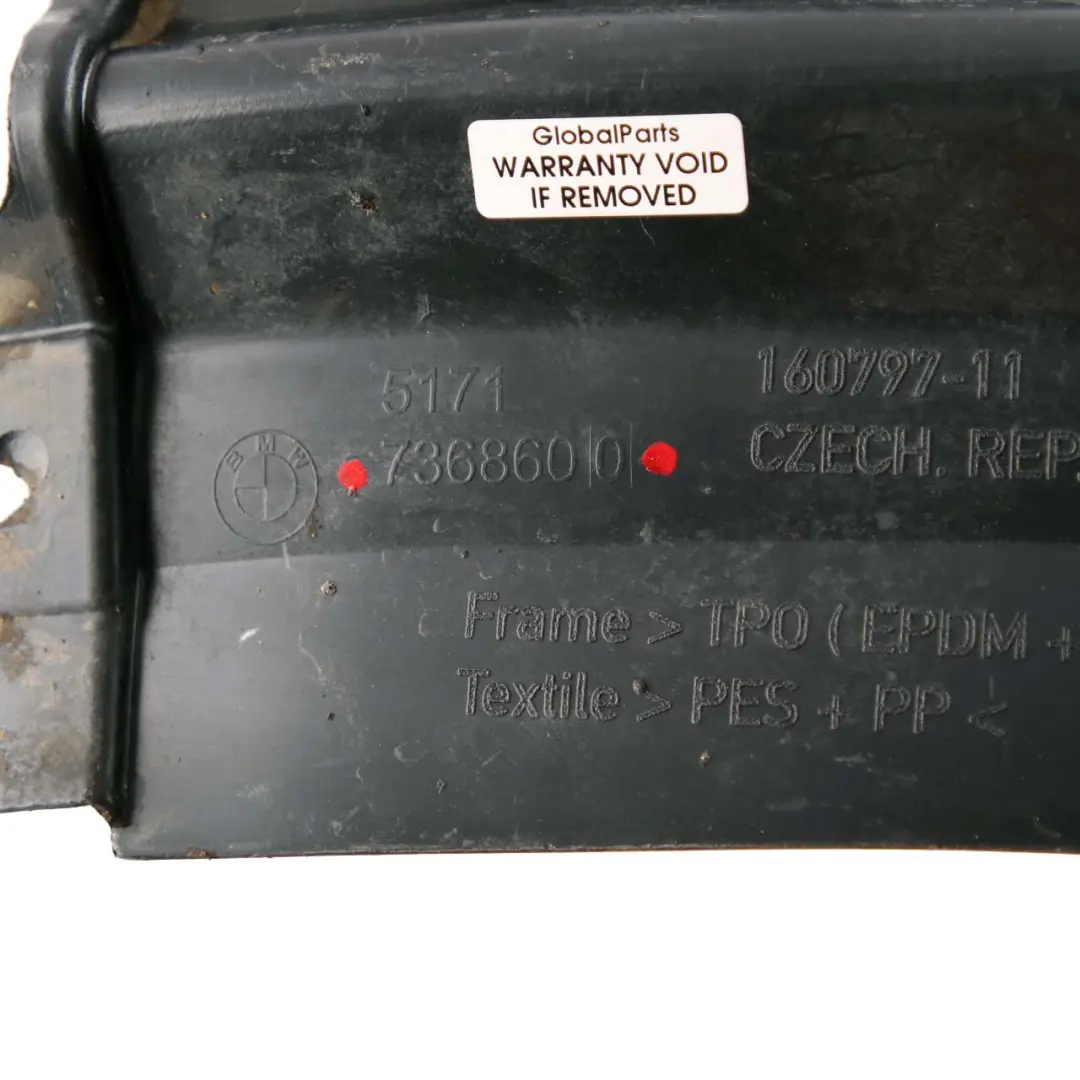 Arch BMW i3 Front Right O/S Liner Housing Trim Front Section to Cover Wheel with Part number 7368600 Cover Wheel Arch BMW i3 Front Right O/S Liner Housing Trim Front Section - SKU 7368600 - Part number 7368600