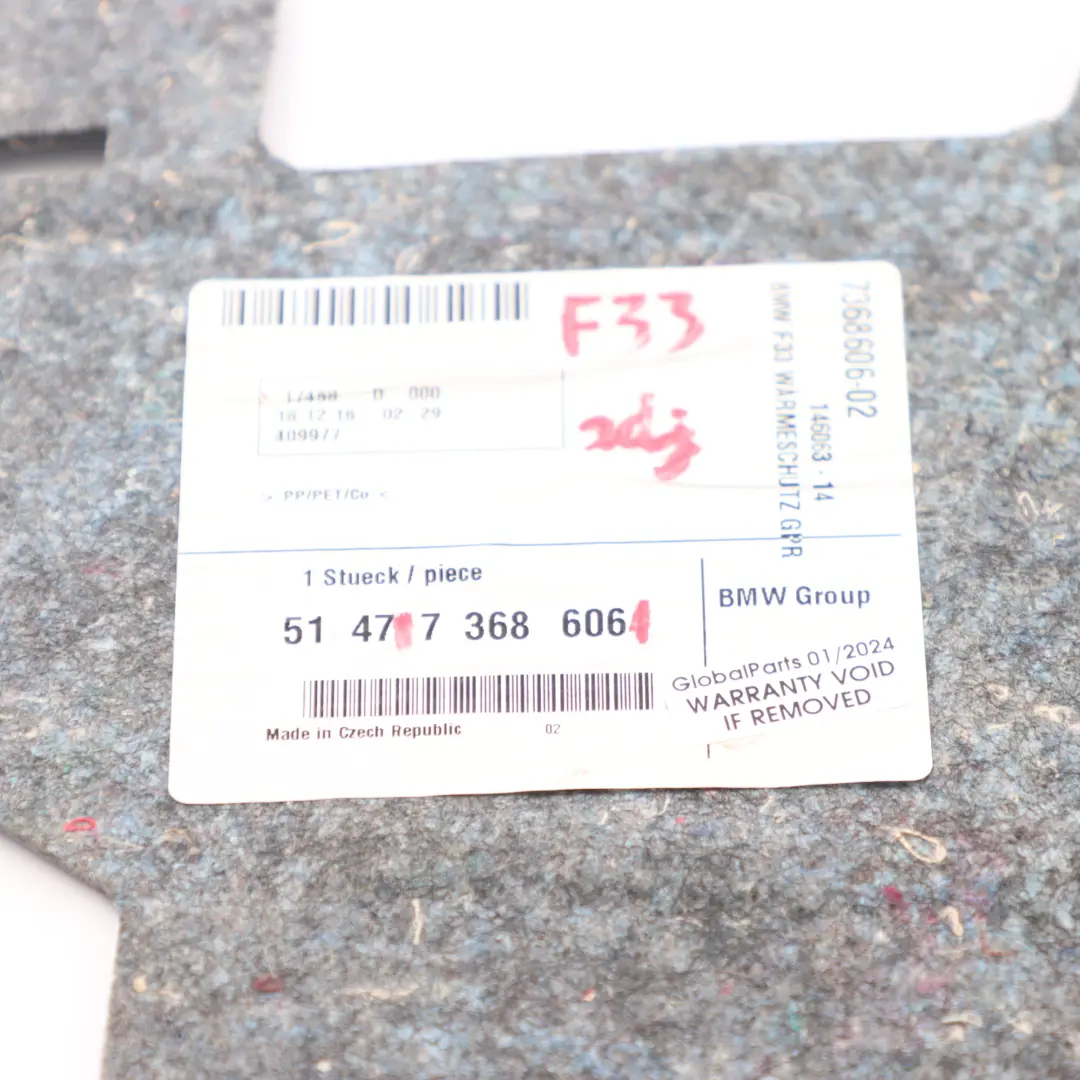 Osłona Termiczna Podłoga Bagażnika do BMW F33 o numerze 7368606 BMW F33 Osłona Termiczna Podłoga Bagażnika - SKU 7368606 - Numer Części 7368606