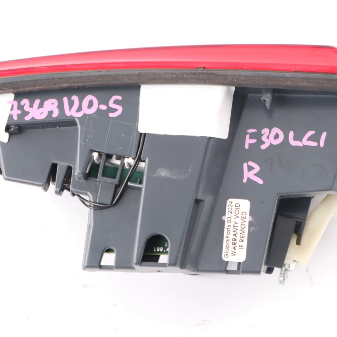 Lamp BMW F30 F31 LCI Right O/S Light Trunk Lid Boot Tailgate to Rear with Part number 7369120 Rear Lamp BMW F30 F31 LCI Right O/S Light Trunk Lid Boot Tailgate - SKU 7369120-5 - Part number 7369120