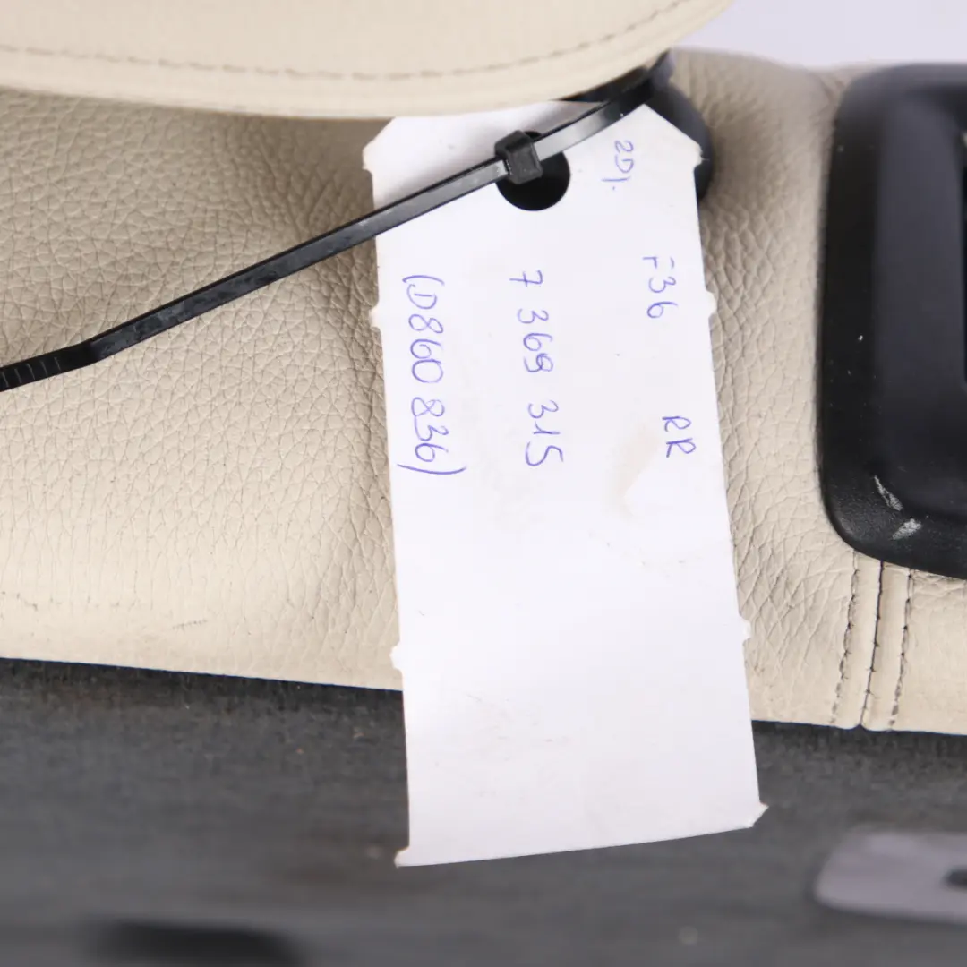 Respaldo Asiento Trasero Derecho Banco Cubierta Cuero Marfil Blanco para BMW F36 con número de pieza 7369315 BMW F36 Respaldo Asiento Trasero Derecho Banco Cubierta Cuero Marfil Blanco - SKU 7369315 - Número de pieza 7369315