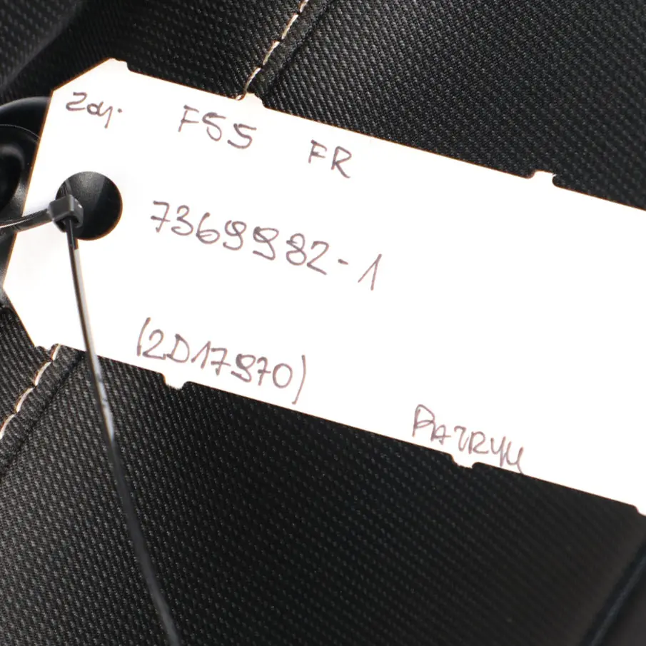 Front Right O/S Cloth Seat Fabric Firework / Carbon Black to Mini Cooper One F55 with Part number 7369982 Mini Cooper One F55 Front Right O/S Cloth Seat Fabric Firework / Carbon Black - SKU 7369982-1 - Part number 7369982