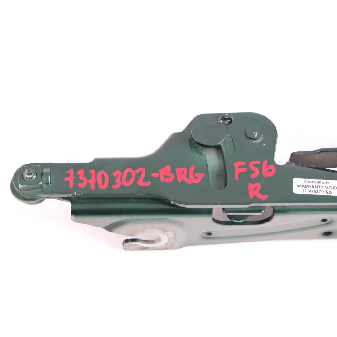 Right Engine Hood Hinge Bonnet British Racing Green 7300566 to Mini Cooper F55 F56 with Part number 7370302 Mini Cooper F55 F56 Right Engine Hood Hinge Bonnet British Racing Green 7300566 - SKU 7370302-BRG - Part number 7370302