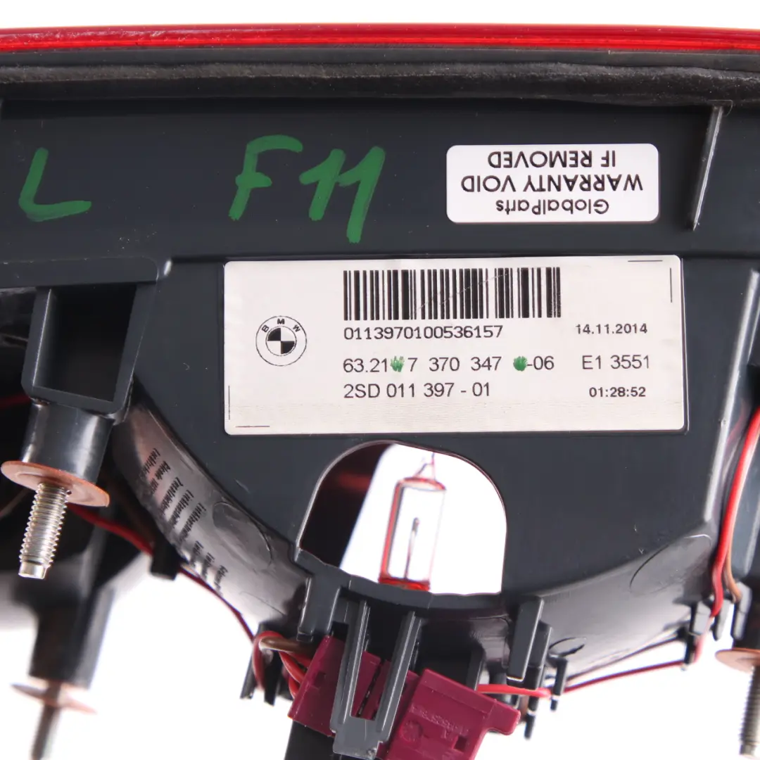 BMW F11 Touring Rear Tail Light Lamp In Trunk Lid Left N/S - SKU 7370347 - Part number 7370347