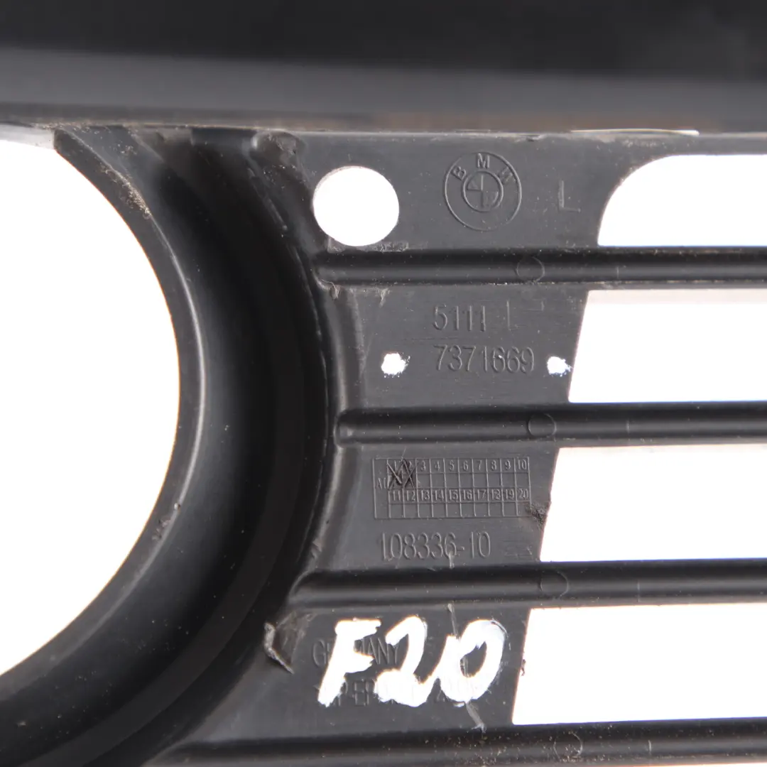 Fog Light Cover BMW F20 F21 LCI Front Bumper Left N/S Grid Grille to with Part number 7371669 Fog Light Cover BMW F20 F21 LCI Front Bumper Left N/S Grid Grille - SKU 7371669 - Part number 7371669
