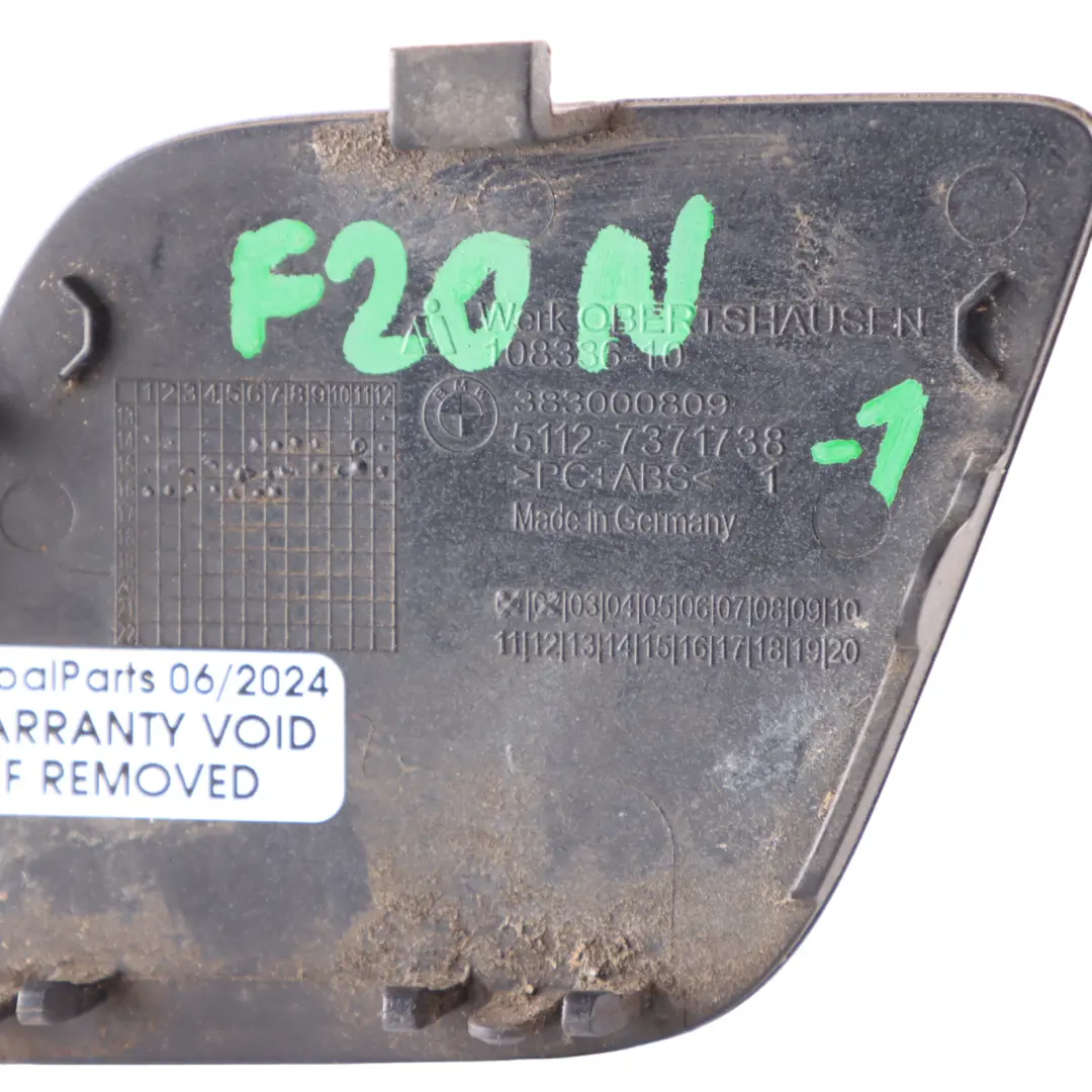 BMW F20 LCI Paraurti posteriore Gancio di traino Copertura Flap Nero 7371738 - SKU 7371751-1 - Numero di parte 7371751