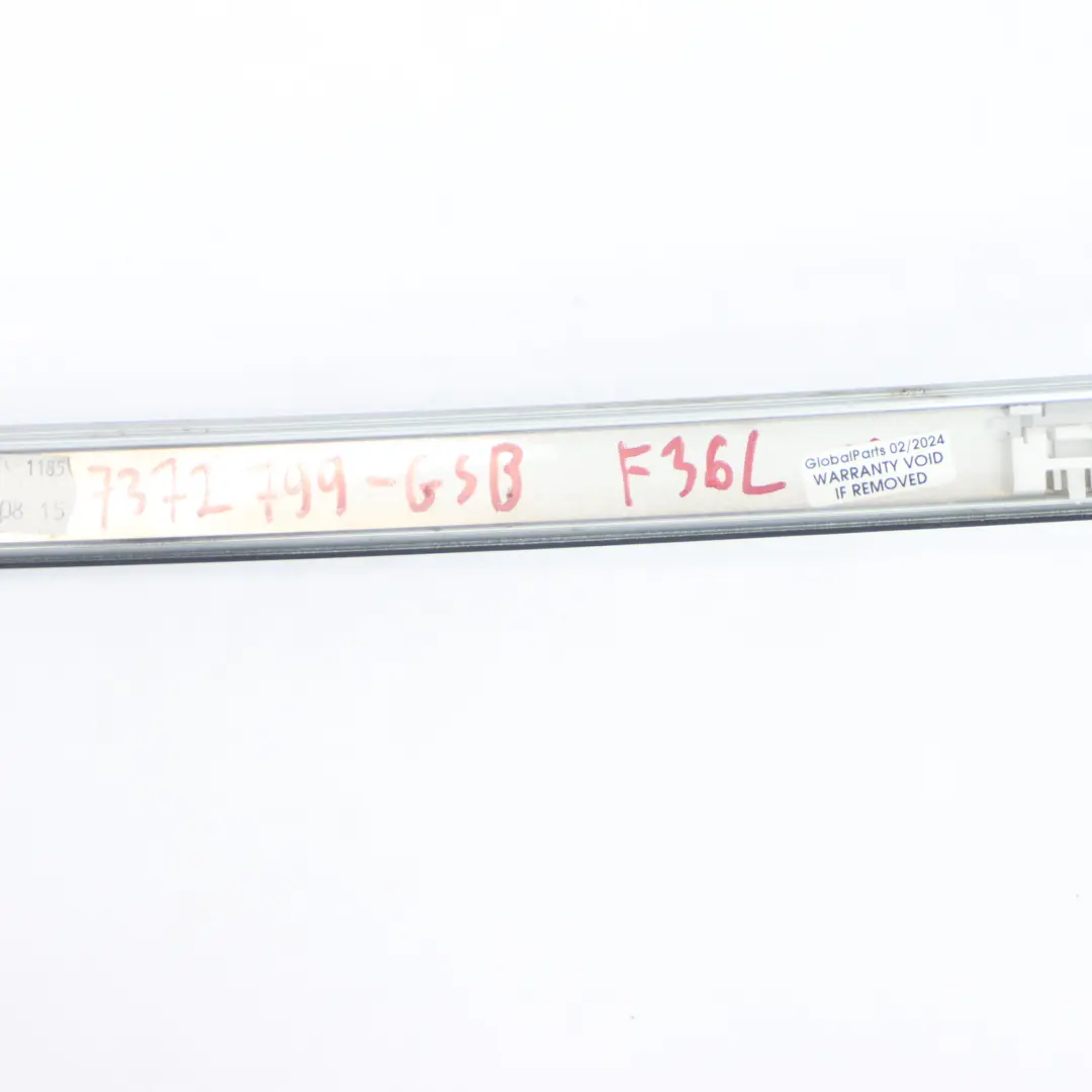 Reling Dachowy Listwa Lewa Glacier Silver Metallic - A83 do BMW F36 o numerze 7372799 BMW F36 Reling Dachowy Listwa Lewa Glacier Silver Metallic - A83 - SKU 7372799-GSB - Numer Części 7372799