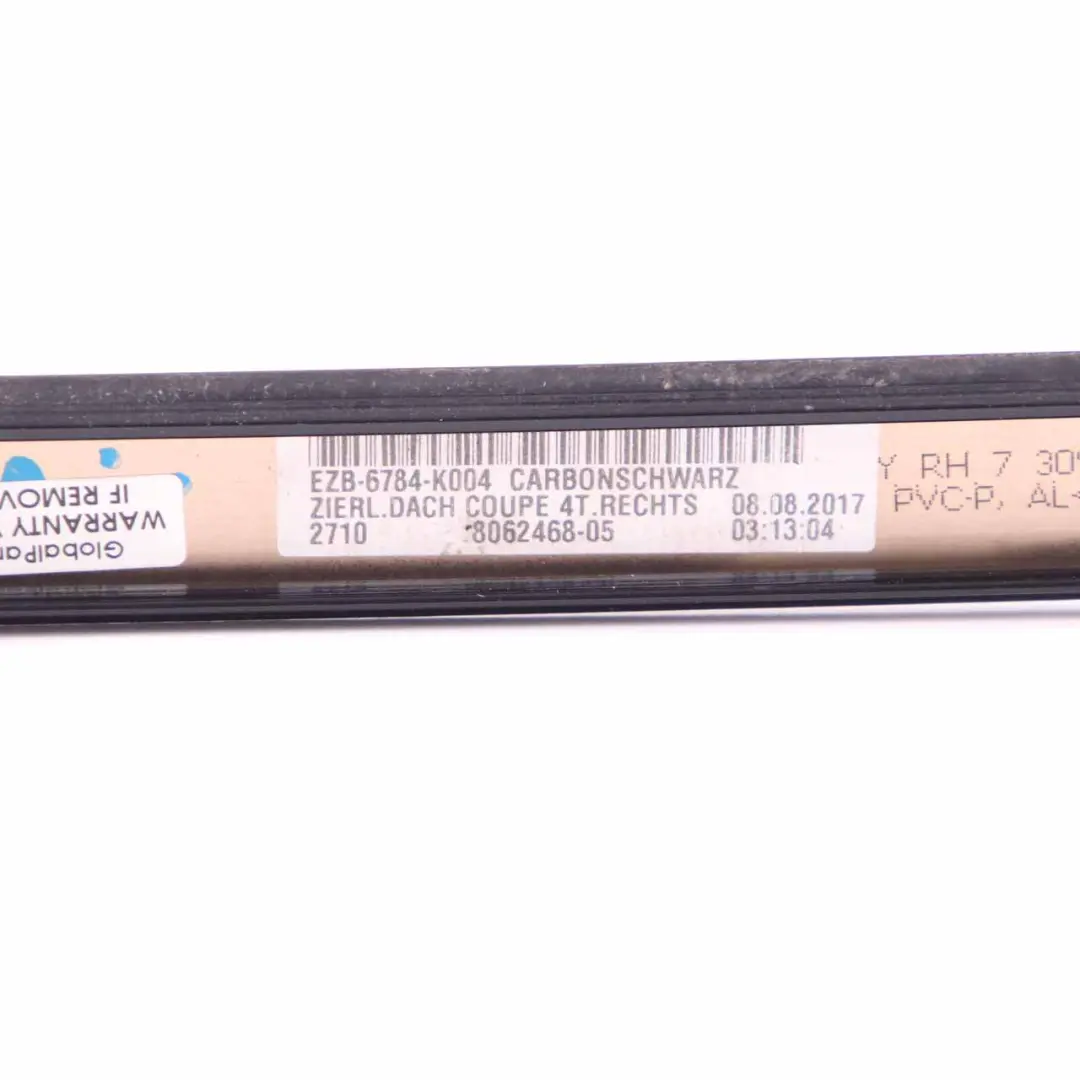 Roof Moulding Right O/S Railing Trim Strip Carbonschwarz Black - 416 to BMW F36 with Part number 7372800 BMW F36 Roof Moulding Right O/S Railing Trim Strip Carbonschwarz Black - 416 - SKU 7372800-CAR - Part number 7372800