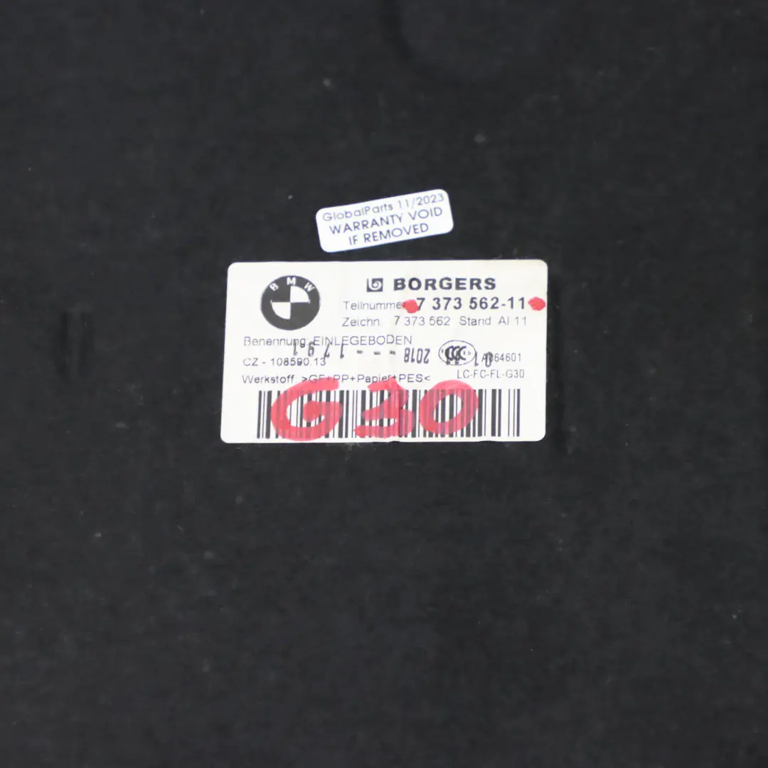  Plancher de coffre BMW F90 M5 G30 Moquette du coffre à bagages - SKU 7373562 - Numéro de pièce 7373562