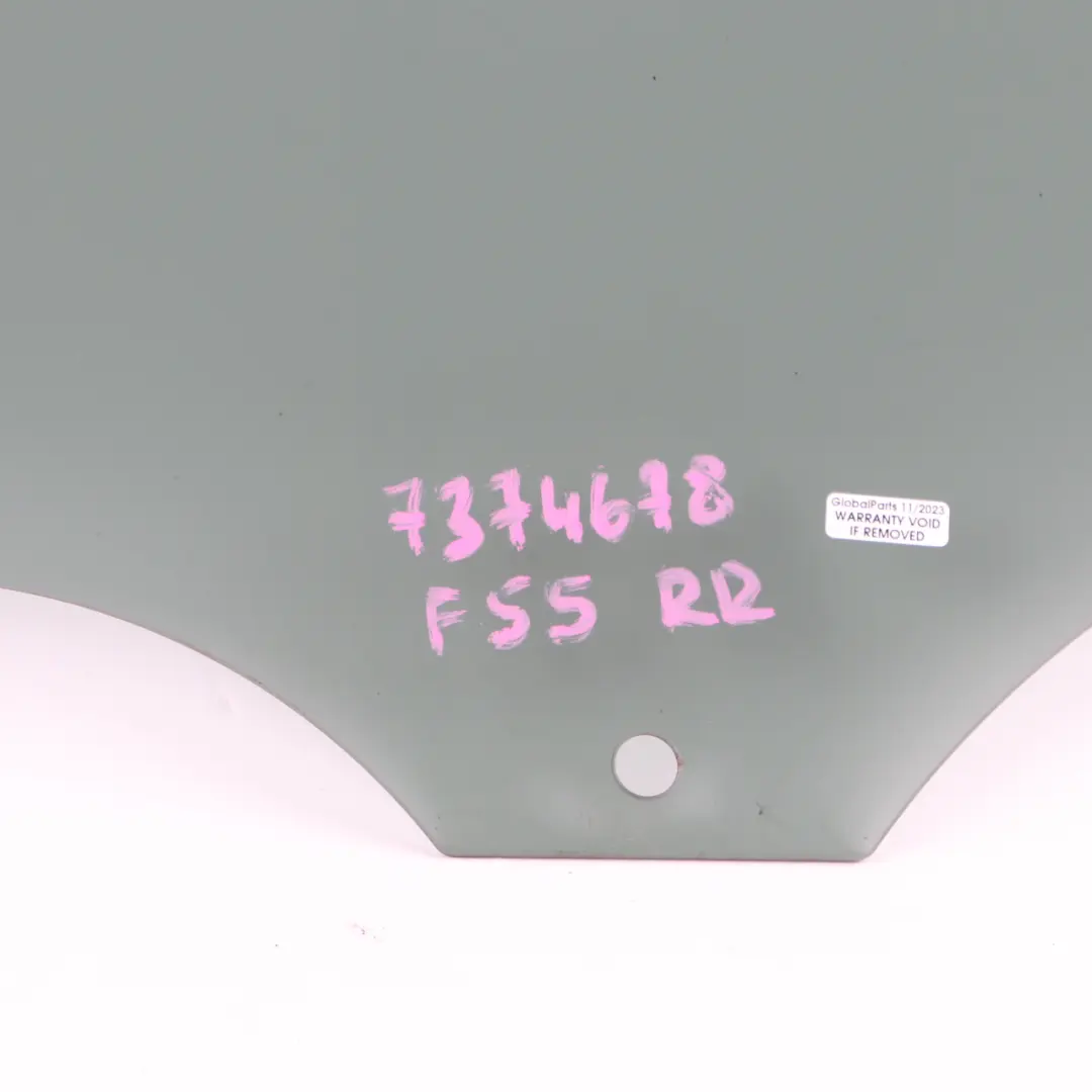 Window Side Glass Door Right O/S Tinted Glazing to Mini F55 Rear with Part number 7374678 Mini F55 Rear Window Side Glass Door Right O/S Tinted Glazing - SKU 7374678 - Part number 7374678